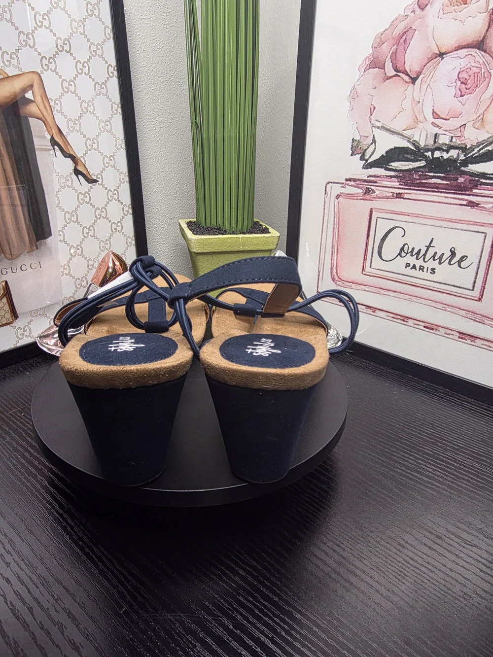 Style & Co. Navy T-Strap Wedge Sandal